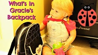 Whats In Reborn Toddler Gracies Backpack [upl. by Limak129]