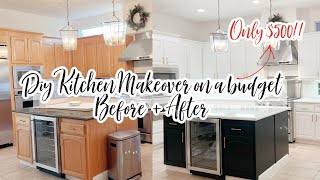 DIY KITCHEN MAKEOVER FOR 500  FAST BUDGET KITCHEN MAKEOVER  DIY EPOXY MARBLE OVER OLD GRANITE [upl. by Norbert]