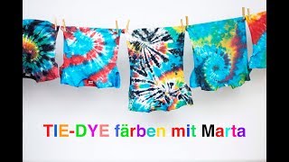 TieDye Färben  TShirts mit Regenbogenspiralen selber batiken  DIY  HowTo [upl. by Obaza756]