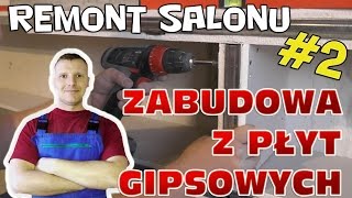 Zabudowa z półkami z płyt gipsowych  Remont salonu 2 [upl. by Mac]