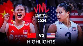 🇨🇳 CHINA vs USA 🇺🇸  Highlights  Womens VNL 2024 [upl. by Aynatahs760]