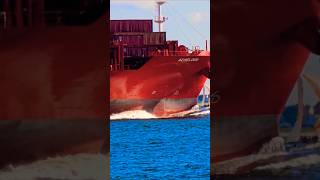 BARRELING THROUGH TO PORT🌊🌊ship wow epic waves containership oiltanker roughseas bulkcarrier [upl. by Town783]