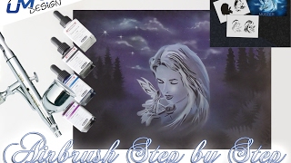 Airbrush Tutorial Stencil AS038 quotLagoonquot UMRDesign EnglishDeutsch [upl. by Lim]