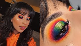 colorful eyeshadow tutorial  james charles x morphe palette [upl. by Udenihc]