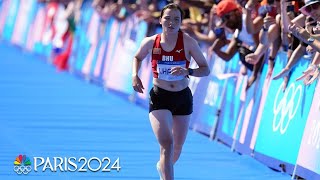 Lastplace finisher in Olympic marathon delivers a firstclass Olympic moment  Paris Olympics [upl. by Notsla]