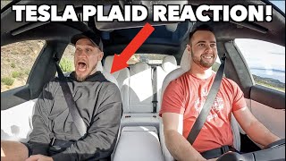 TESLA MODEL S PLAID LAUNCH REACTION Hilarious [upl. by Atiluj]