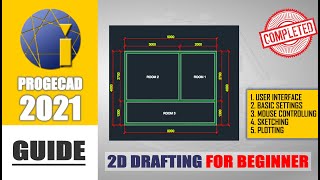 ProgeCAD 2021 2D Modeling Tutorial For Beginner COMPLETE [upl. by Bokaj273]