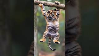 How long can this tiger cub hang on tigershortsnaturefunnycute [upl. by Inesita]