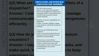 Dispatcher Interview Questions and Answers [upl. by Aicirtac697]