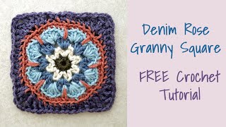 CROCHET Denim Rose Granny Square [upl. by Sarene]