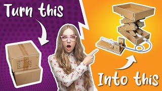 How to Make Hydraulic Powered Scissor Lift from CARDBOARD [upl. by Sonya711]