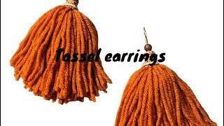 How to make tassel earrings using yarn TasselEarrings TasselJewelry DIY [upl. by Majka737]