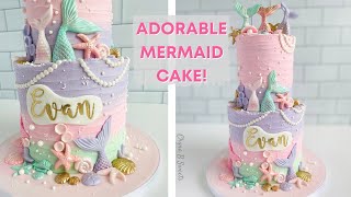 Mermaid Cake  Under the Sea Cake Tutorial  Textured Buttercream  Chyna B Sweets [upl. by Sabelle]