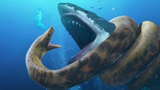 Megalodon vs Titanoboa  क्या होगा जब खूँखार टाइटेनोबोआ का मुकाबला होगा मेगलोडोन शार्क से [upl. by Senoj]