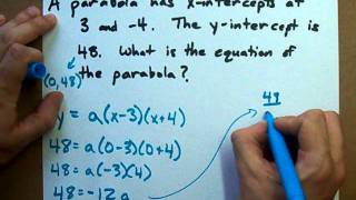 How to Get the Equation of a Parabola given its intercepts and a point [upl. by Kassel]