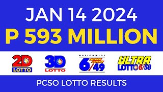 Lotto Result January 14 2024 9pm PCSO [upl. by Kcirret446]