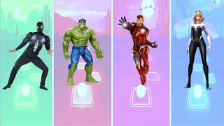 BLACK SPIDER MAN EXE 🆚 HULK MAN EXE 🆚 IRON MAN EXE 🆚 SPIDER WOMAN TILES HOP GAMING EDM RUSH [upl. by Esylla]