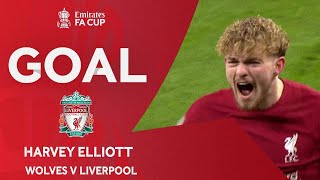 GOAL  Harvey Elliott  Wolves v Liverpool  Third Round Replay  Emirates FA Cup 202223 [upl. by Sundberg]