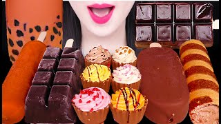 ASMR CHOCOLATE ICE CREAM BOBA BUBBLE TEA CUP CAKE CHOCOLATE 초콜릿 아이스크림 버블티 컵케이크 먹방 JANE ASMR 제인 [upl. by Jariv]