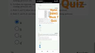 Nptel DBMS Week 7 Assignment Answers viralshort viralvideo [upl. by Bora875]