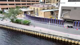 DRONE FOOTAGE AquaFence Around Tampa General Hospital in Preparation of Milton [upl. by Aiouqahs]