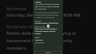 I got banned from roblox reason k💀💀💀 [upl. by Sefton]