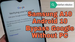 BOOM Samsung A10 SMA105F Android 10 Remove Google Account Bypass FRP Without PC [upl. by Zeuqcaj]