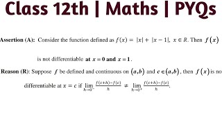 AssertionA Consider the function defined as fxx  x1  x⋳ R Then fx is not differentia [upl. by Darach]