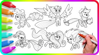 Coloring Pages MY LITTLE PONY  How to color My Little Pony  Simple and Easy Drawing Tutorial Art [upl. by Ennyroc]