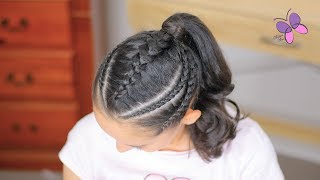 Easy Cornrows Ponytail  Braided Ponytail  Cute Hairstyles [upl. by Palmira991]