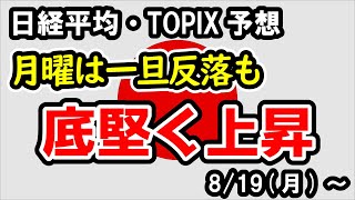 【日経平均・TOPIX】月曜日は下落もその後は堅調推移予想、市場予想の出ている経済指標は好材料の予定も、市場予想の出ていない経済指標と要人発言も要警戒【週間日本株予想 2024819～】 [upl. by Oah892]