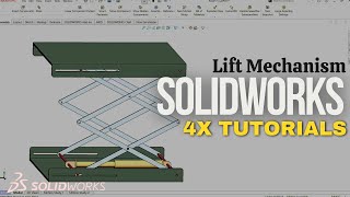 Lifting platform mechanism  lift mechanism in solidworks  4x Tutorials  Engineering Projects [upl. by Eciralc329]