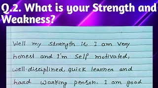 Ques2  What is your Strength and Weakness  Question no 2  Interview Questions  HR Interview [upl. by Kasey]