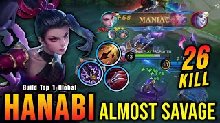 26 Kills  MANIAC Hanabi New Build lnsane LifeSteal  Build Top 1 Global Hanabi  MLBB [upl. by Ijok]