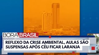 Queimadas deixam céu laranja e suspendem aulas em Goiânia [upl. by Ahsiekat299]