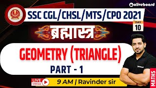 GEOMETRY TRIANGLE PART  1  SSC CGL CPO MATHS  MTS MATHS  DAY 10  BY RAVINDER SIR [upl. by Nirrok]