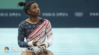 Simone Biles behind the scenes as the GOAT helps secure team finals gold  Paris Olympics [upl. by Nolie]