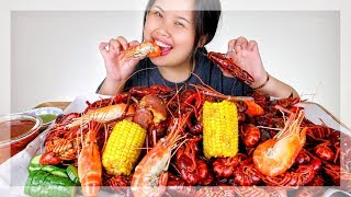 GIANT 10 POUND CRAWFISH SEAFOOD BOIL MUKBANG 먹방  EATING SHOW [upl. by Meeharbi]