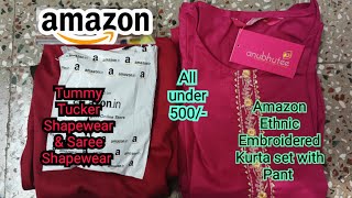 Amazon Ethnic Embroidered Kurta set💕Tummy Tucker Saree Shapewear Siris dream lifeamazonhaul [upl. by Ynneg680]