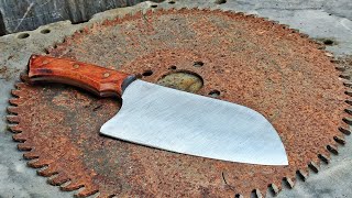 Knife Making  Making a Serbian Cleaver With a Saw Blade [upl. by Ahsinrat]