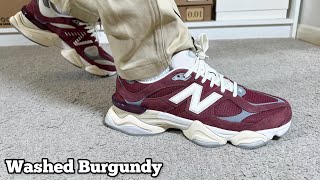 New Balance 9060 Washed Burgundy Reviewamp On foot [upl. by Ragnar]