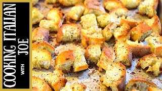 Homemade Garlic Croutons  Cooking Italian with Joe [upl. by Artenahs445]