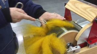 Removing Long Fiber from a Strauch Drum Carder [upl. by Ahtar]