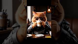 Chubby Orange Cat is drinking coffee shorts chubbycat catlover catshorts catsoftiktok cat fun [upl. by Pack]