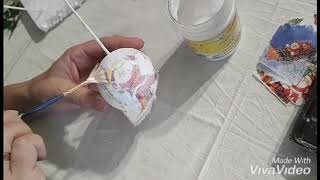 How to Make a Christmas Decoupage with Styrofoam Balls [upl. by Ahtiekal]