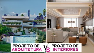 Qual a DIFERENÇA entre PROJETO DE ARQUITETURA e PROJETO DE INTERIORES O que está incluso em cada um [upl. by Norraf]