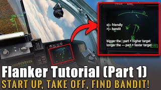 DCS World Flanker Tutorial Su27 J11 Su33 startup taxi takeoff weapons radar datalink amp rwr [upl. by Noryahs]