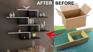 DIY wall shelf decor  Cardboard wall shelf decorating ideas [upl. by Iborian35]