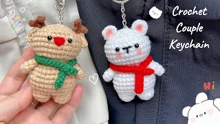 Crochet Couple Keychain ♡ Crochet Gift Ideas  Móc Móc Khoá Đôi [upl. by Odranreb84]