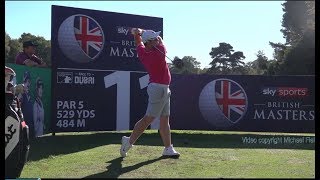 Sam Horsfield golf swing  Driver faceon view Sky Sports British Masters October 2018 [upl. by Aronael868]